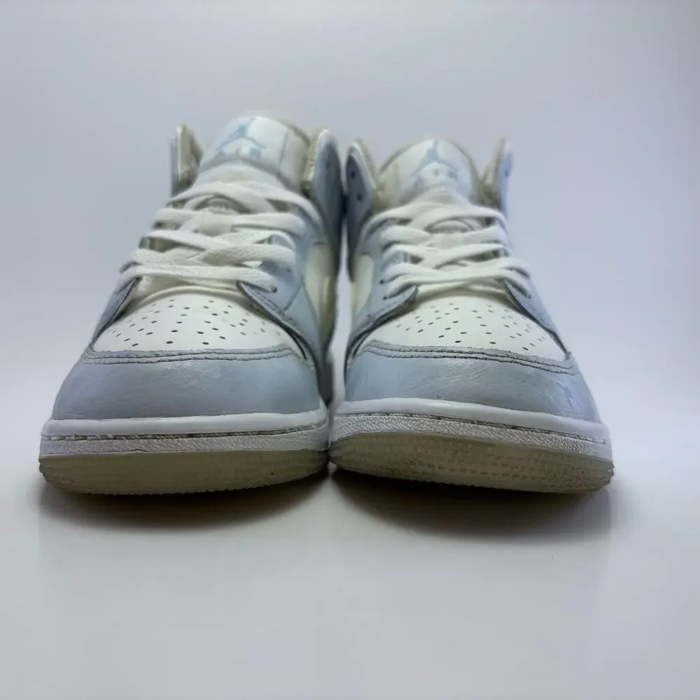 JORDAN 1 Mid SE GS “Glitter Swoosh” Blue Tint Ice Shoes Size Youth Girls 4Y